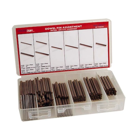 Huyett Dowel Pin Asst AS PL Metric 187pc DISP-DPM187